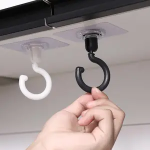 Rotatable Ceiling Hook, 5/10pcs Self Adhesive Wall Mounted Hook, Multifunctional Adjustable Hook for Hanging Plant & Decoration, Home Organizer, Wall Hanging Fastener, Wall Mounted Hanger