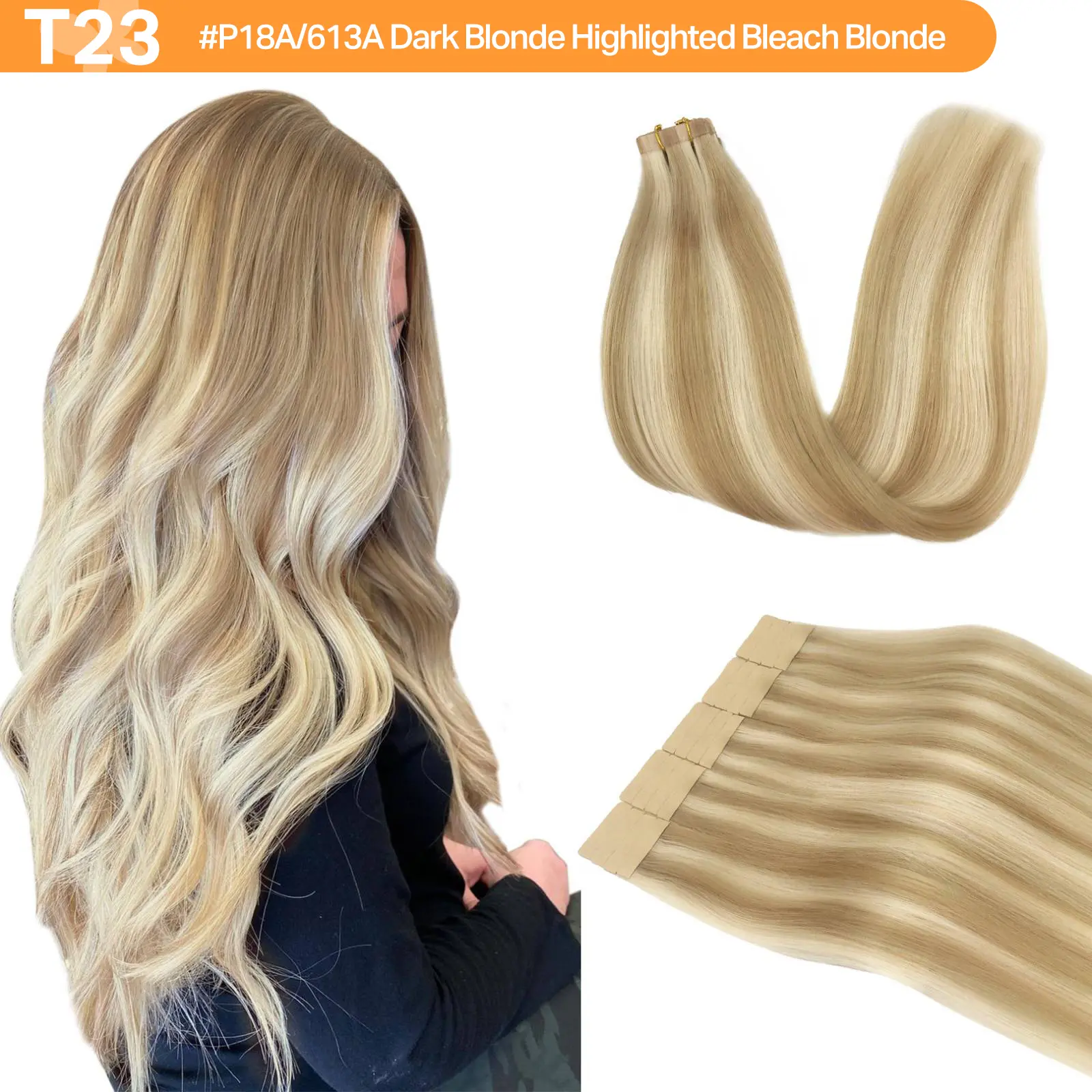 #P18A/613A Dark Blonde Highlighted Bleach Blonde