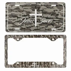 Jesus Saves Camo License Plate And Frame – Christian Cross Car Tag, Faith Outdoor Design, 12x6 Aluminum Plate for Trucks  Cars