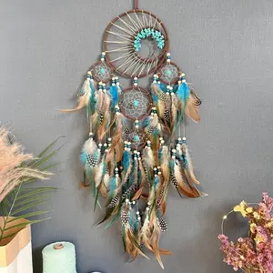 Feather Dream Catcher, 1 Count Colorful Feather Wind Chime, Hanging Decor Wall Hanging Design for Home Living Room Bedroom Balcony Garden