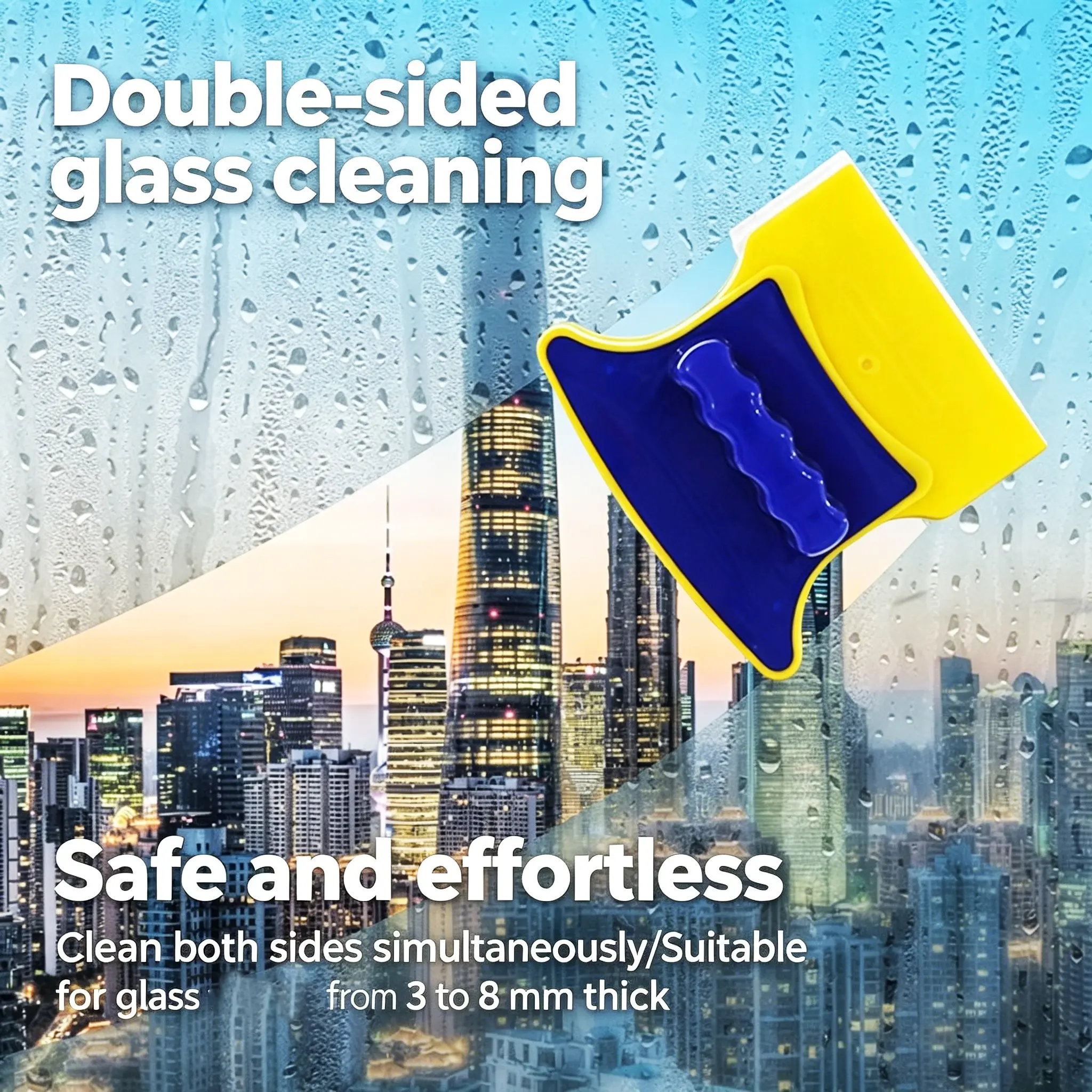 Magnetic Glass Cleaner Set, Dual-Sided Strong Magnet, Safe and Practical, Reusable Tools, Suitable for 3-8mm Glass Cleaning