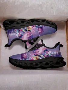 Kids K-Pop Print Casual Sports Shoes, Breathable Textile Upper, Eva Sole, All Seasons, Unisex, Comfortable for Daily Activities, Trendy Trainers