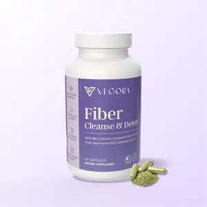 Vegora Fiber Cleanse & Detox | 100% Natural Plant-Based Formula for Gut, Skin, Brain & Metabolism Health Support | 30 Day Supply | Reduce Bloating, Enhance Mood & Clarify Skin | 60 Veggie Capsules | Made in USA | Non GMO & Laxatives | Dietary Supplements