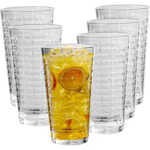 Clear Highball Plastic Cups | Plastic  Tumblers 22oz (Set of 6) | Stackable |  Tumblers | Shatterproof | Top-rack Dishwasher Safe