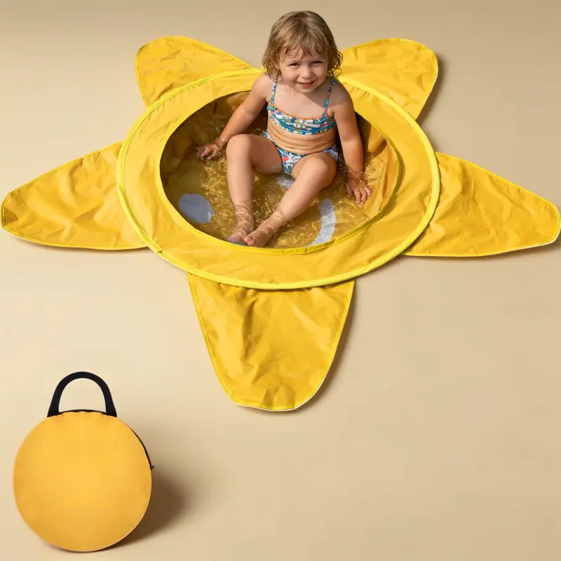 Pop Up Beach Pool for Toddlers, Portable Beach Splash Pit with Water Bag & Storage Bag, Cute Starfish Design Outdoor Summer Beach & Camping Essential