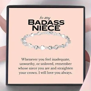 1pc Newest Heart Bracelet Gift, Jewelry Gift For niece, Birthday Gift From aunt, Best Christmas Gift, Gift Box+ Gift Card+ Bracelet."