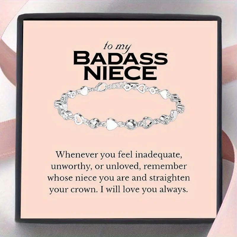 1pc Newest Heart Bracelet Gift, Jewelry Gift For niece, Birthday Gift From aunt, Best Christmas Gift, Gift Box+ Gift Card+ Bracelet."