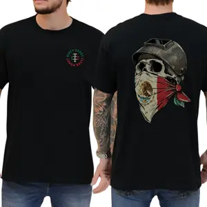 Mexican Flag Welder Skull Face Mask T-Shirt, Dirty Hands Clean Money Shirt, Blue Collar Welder Men's Graphics Shirt, Mexican Dad Gifts, Bluecollar Workwear, Casual Mens Wear