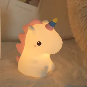 Unicorn Cartoon Cute Soft Light Night Light Baby Sleeping with Good-looking Bedroom Decoration Table Lamp Silicone Night Lamp