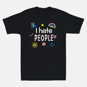I Hate People Cotton Tee Rainbow Men's Funny Short Sleeve T-Shirt