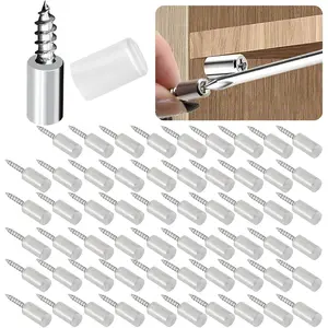 60 count--Shelf Pins with Non-Slip Sleeve, Self-Tapping Screws Cabinet Laminate Support, Shelf Support Nails, for Furniture & Bookcase Shelf Cabinet Closet (Translucent Color)