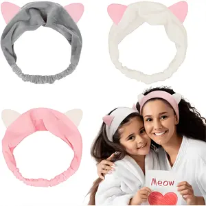 Soft Velvet Cat Ears Headband 3 Pack Comfortable & Breathable Skincare Headbands for Makeup, SPA, Sports, Hair Care, Perfect Gift for Valentine’s Day, Birthday & Everyday Use