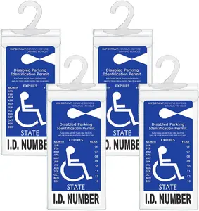 Handicapped Parking Placard Holder -  Placard Protective Mirror Tag Holder with Larger Hanger by uymax(Set of 4)