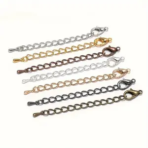 20pcs 7cm Lobster Clasps Connector With Tone Extended Extension Tail Chain Water Drop Necklace For Jewelry Making Findings