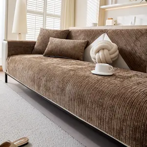 Cream Color All-Season Sofa Cover, Soft Sofa Protector, 1 Count Non-Slip Cushion, Soft Chenille Material, Delicate comfortable texture, Perfect for Living Room, Bedroom, 100% polyester fiber, machine washable