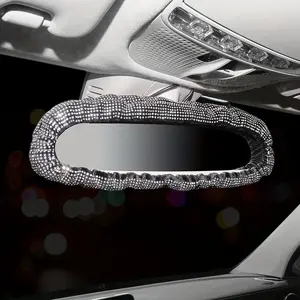 1PC Car rearview mirror cover, universal shiny rhinestone car rearview mirror decoration, Car Interior Decorative