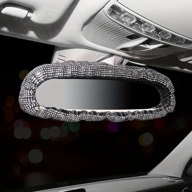 1PC Car rearview mirror cover, universal shiny rhinestone car rearview mirror decoration, Car Interior Decorative