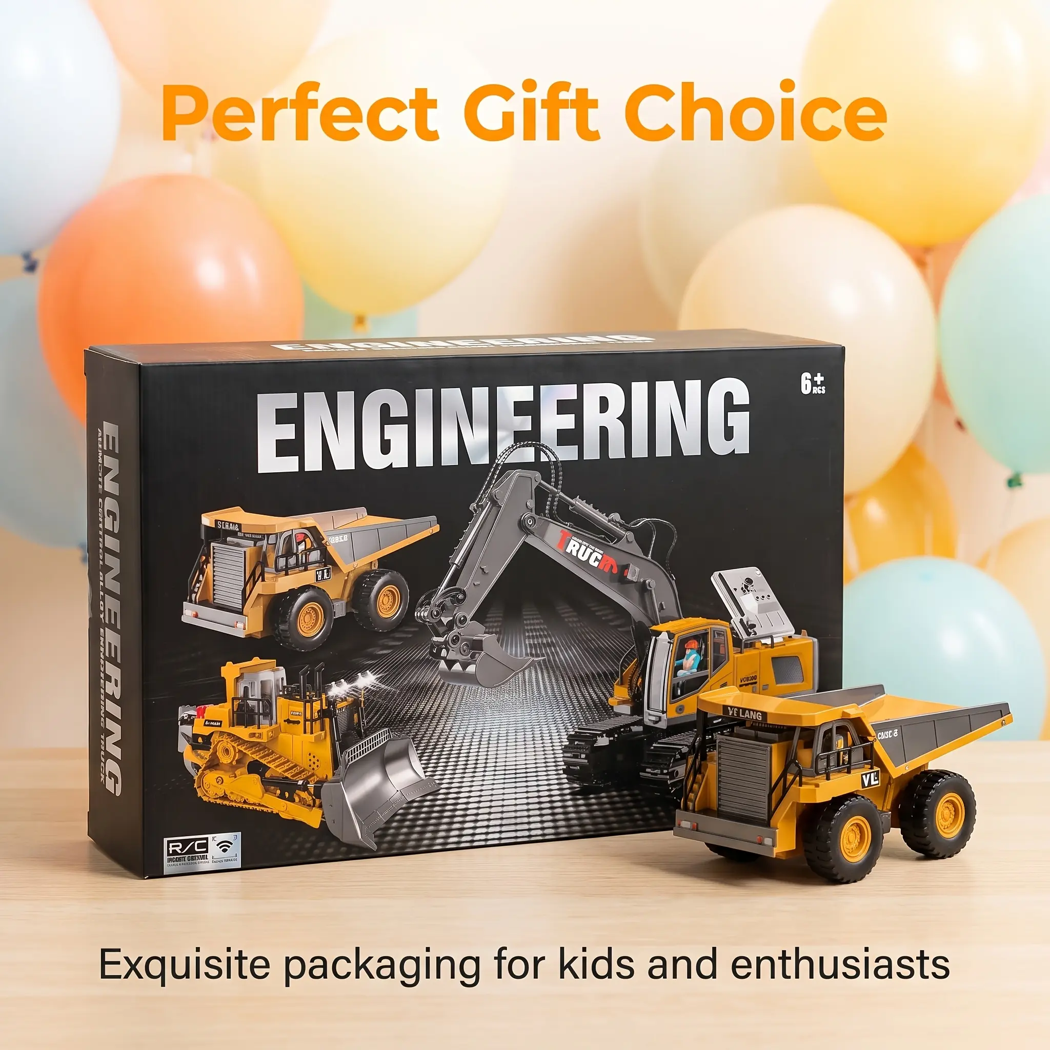 SUPERMELER 2pcs/3pcs/4pcs Set Remote Control Engineering Vehicle Set, 2.4G High-tech 11-channel Remote Control Excavator Dump Truck Bulldozer Alloy Plastic Engineering Vehicle Remote Control Construction Toy Car Set