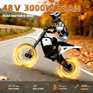 AOEEI 3000W Peak Mid Drive Motor Electric Bike | Teen & Adults | 48V 23AH Battery 40 Miles Range | Speed Up To 38 MPH | 14" / 12" Wheels | Off Road Capable with LED Headlight & Tail Light Durable