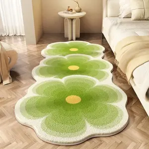 Rug For Bedroom Strip Flannel Bed Carpet Ins Flowers Fresh Bedroom Bay Window Dirt Resistant Cool Blanket