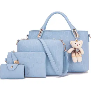Purse for Women Fashion Medium  Bag Crossbody Bag Top Handle Tote Handbag Set 4 count