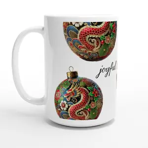 Christmas Dragon Inspired Ceramic Mug (15oz) | Unique Holiday Gift | Festive Drinkware for Coffee Lovers Beverage Glossy Washable Reusable Reuse Tumbler Cup Printed mojo jojo coffee mug