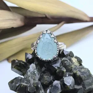 Jen's Jewels Aquamarine and Sterling Silver Ring, Ring Size 7, Aquamarine Ring