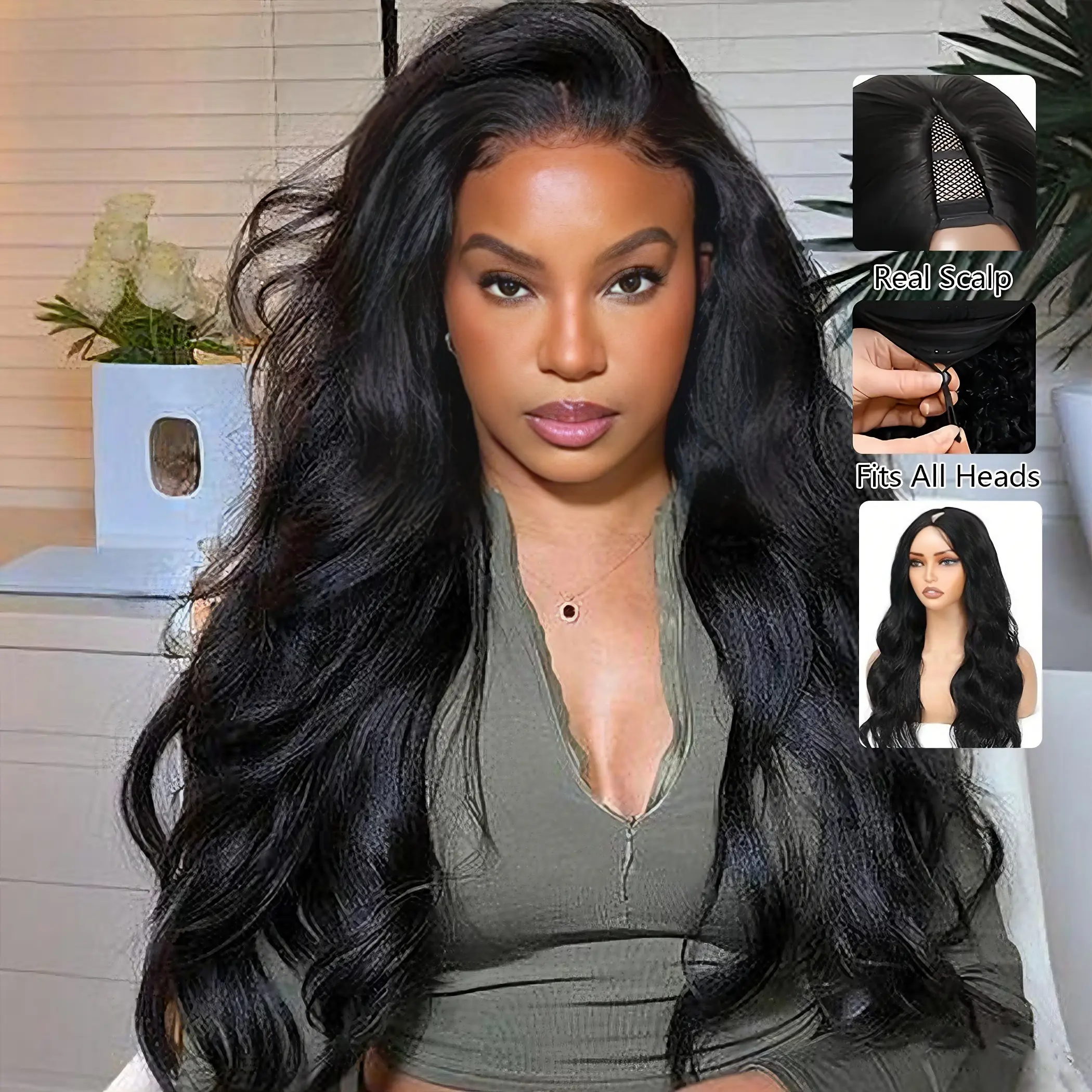 CheetahBeauty 250% Density Yaki Loose Body V Part Wigs Human Hair Upgrade Glueless Straight V Part Human Hair Clip in Wigs Beginner Friendly No-Sew In No Glue Ready to Go Wig Natural Black FB30 Brazilian Hair #tiktokshopsummersale