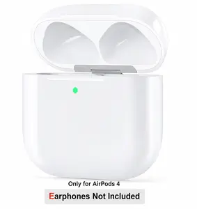 Wireless Charging Case Compatible with AirPods 4, Earphones Not Included, USB-C Port, Charger Case Replacement for AirPods 4, with Bluetooth Pairing Sync Button
