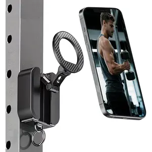 Gym Magnetic Phone Holder, Portable Phone Stand, Universal Phone Holder, Home Gym Accessories, 360 Degree Rotating, Adsorbs Iron Surfaces, Suitable for Gyms and Treadmills