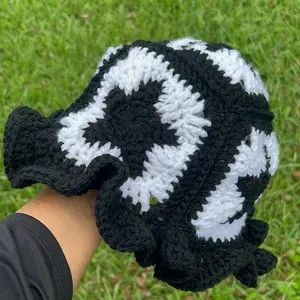 Custom patch crochet ruffle hat
