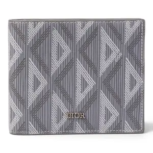 Pre-owned Dior Coated Canvas Small Leather Goods Grey Wallet D26050164