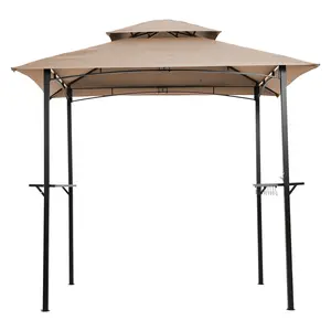 Outdoor Grill Gazebo 8 x 5 Ft, Shelter Tent, Double Tier Soft Top Canopy and Steel Frame with hook and Bar Counters popup  gazebo