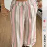 Women's High Waist Striped Pants, Loose Everyday Summer Wear, Comfortable Elastic Waist, Vertical Stripe Design, Lightweight Fabric, Casual Fashion Bottoms