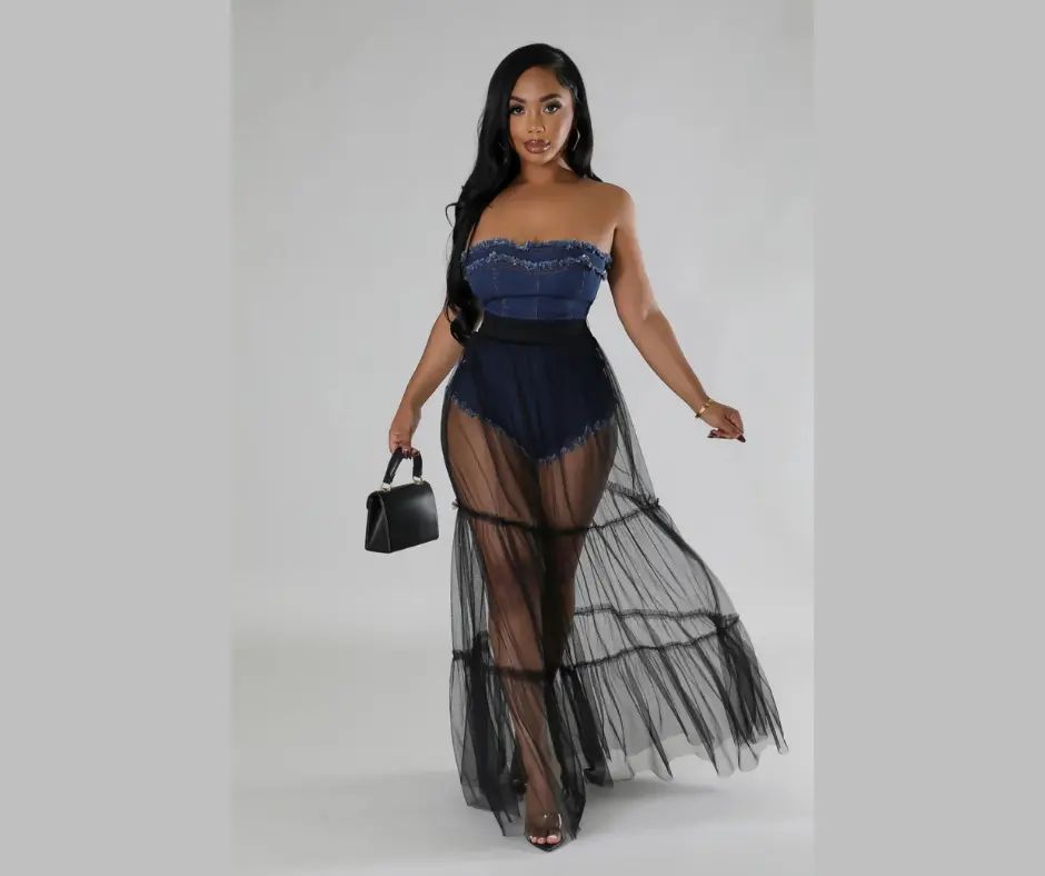 zesica maxi dress ZESICA Off Shoulder Smocked High Waist Side Split Maxi Dress – zesica