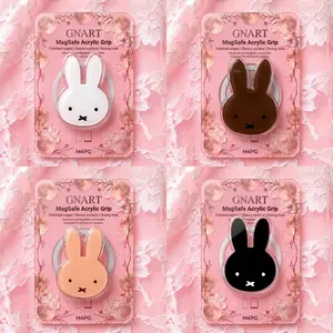 Kawaii Rabbit Acrylic Phone Grip - Magnetic Stand for MagSafe - Choose White Brown Black Peach Cute Bunny - Aesthetic Minimalist Phone Ring Accessory