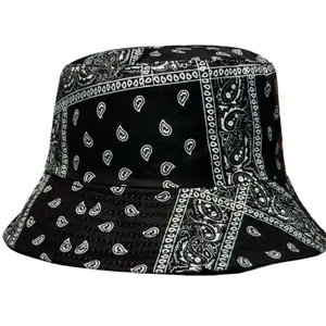 Paisley Bucket Hat Cap for Men and Women - Double-Sided Cotton Cap with Paisley Print, Unisex, 23" to 25" Size, Machine Washable