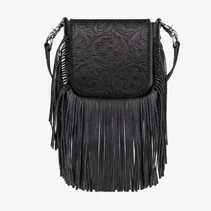 Montana west black tooled genuine leather