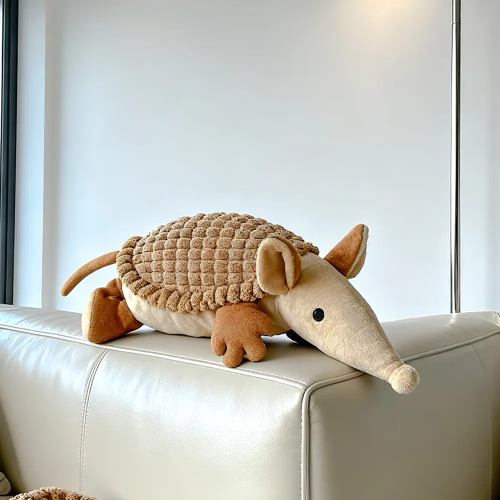 Durable Double Layer Tear Proof Dog Chew Toy, Squeaky Pangolin Stuffed Plush Toy, Tough Fabric Pet Toy for Aggressive Chewers Puppies Medium Large Breeds