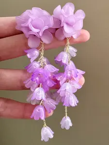 Bohemian Style Exaggerated Retro Flower Tassel Earrings, Hand-woven Braided Vintage Seaside Vacation Style All Seasons Wear Ear Jewelry, Statement Earrings