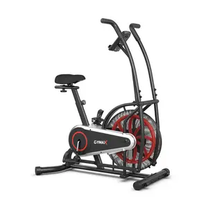 Fan Exercise Air Bike, Air Resistance Upright Indoor Cycling Bike with Unlimited Resistance, Adjustable Seat & LCD Monitor, Full Body Workout Stationary Bike for Home Gym Small Space