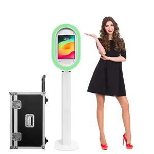 Fantasyview Portable iPad Photo Booth with RGB Ring Light Metal Selfie Stand for 10.2–13 in iPad Pro Air Mini Custom Logo Flight Case Phone Adjustable