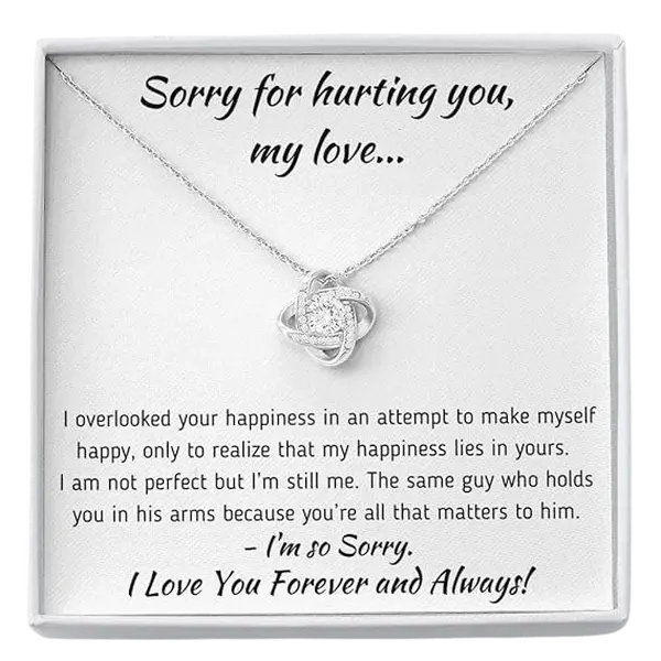 Girlfriend Necklace, Wife Necklace, To My Love Happiness Apology Love Knot Necklace Gift, Elegant Necklace Gifts for Wife - Perfect Anniversary, Birthday or Special Occasion Jewelry for Her