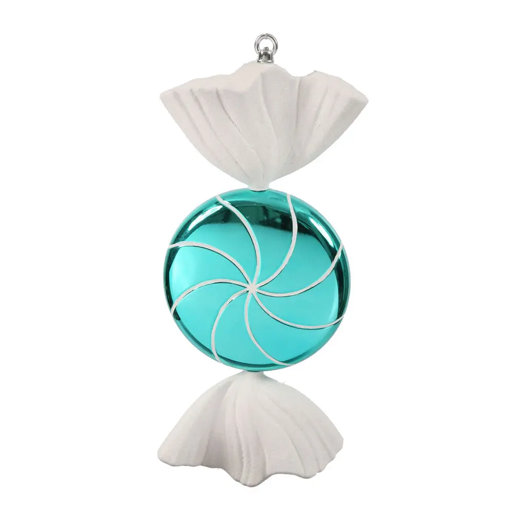 Vickerman M110707 18.5" Turquoise-White Swirl Candy Christmas Ornament