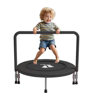 36"  Trampoline for  Ages 1-6 with Thick Safety Pad Adjustable  Handle Easy Assembly Foldable Mini  Rebounder  Trampolines for Fun and Exercise Indoor/Garden
