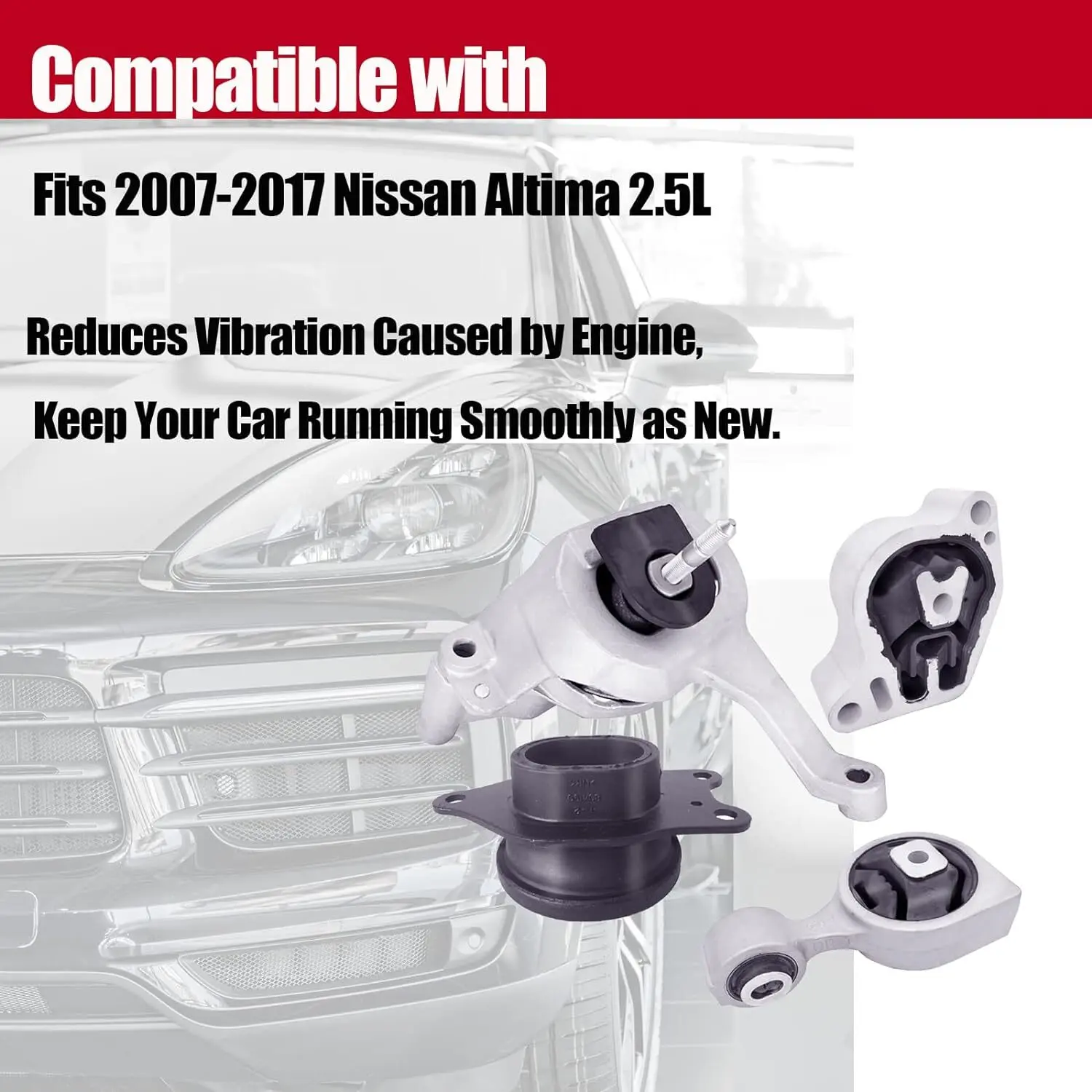 Rough shaking when accelerating? Heavy Duty Motor Mount Set fits Nissan Altima 2.5L CVT 2007-2016, Reinforced Rubber for Vibration Control