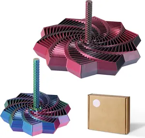 2 Pack 3D Printed Fidget Toys, Hexagon Whirling Spiral Sensory Fidget Star with Handles, Colorful Smooth Expandable Toy for Kids, Teens, Adults, 2 Sizes, ADHD & Stress Relief for Office or Homework