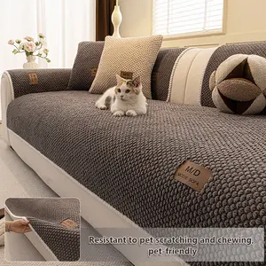 Luxury Thick Couch Cover, 1 Count Soft Textured Couch Seat Pad, Non-Slip Washable Sofa Protector Mat, Pet-Friendly Modern Sofa Cover for Sectional, Sofa Slipcover, Loveseat & 3-Seater Couch