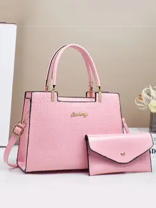 2 Piece Set Crocodile Texture Fashion Retro Crossbody Handbag, Large Capacity Multifunctional Shoulder Bag, Stylish Women's Backpack Shopping