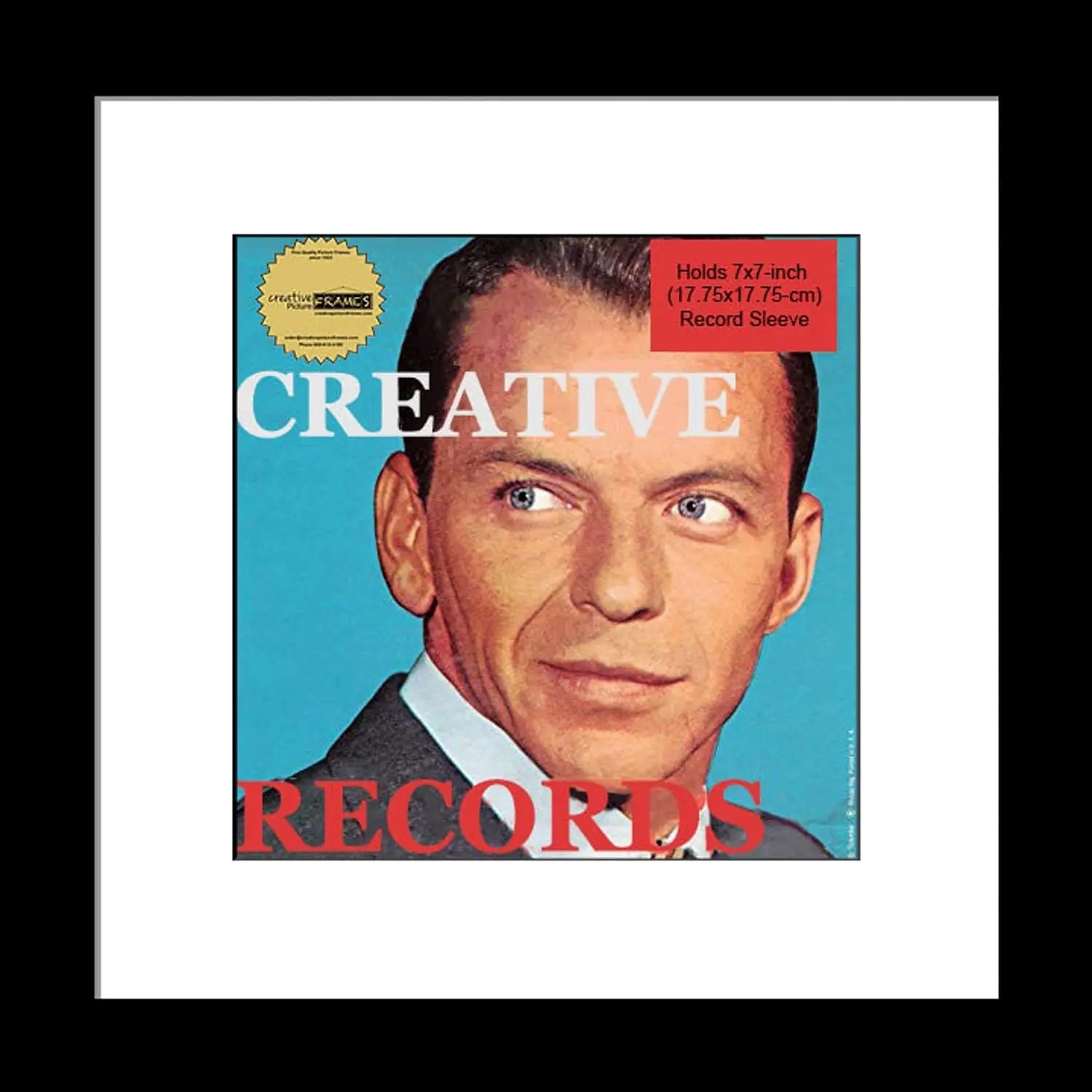 7x7-in Single-Cover Record Frame with White Mat - Hanging Wall Decor, Standing Display for 7" 45 rpm Vinyl Sleeve Art, Home Organizer Storage Frame with Hanger, Vinyl Display, Record Holder